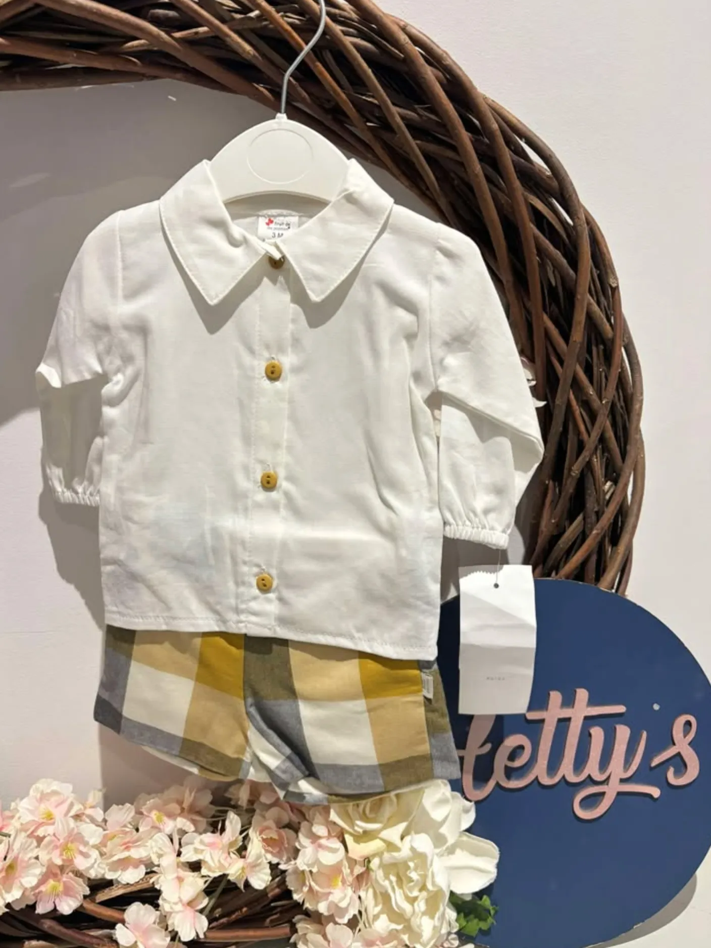 Mustard & Grey checked Shirt & Shorts