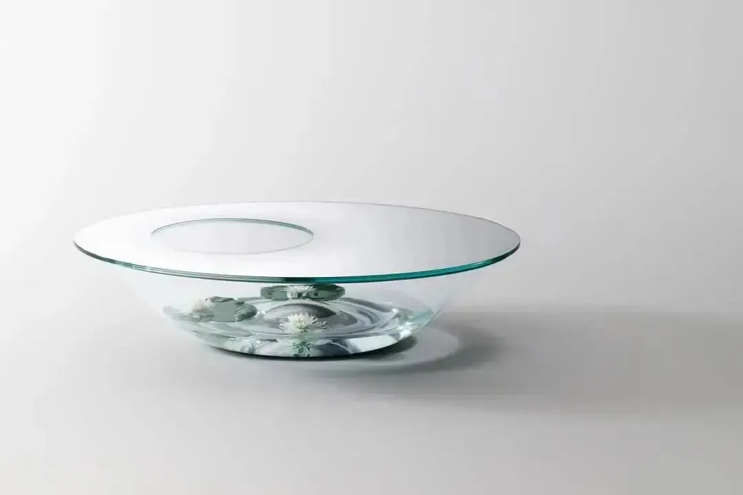 Nacre Low Glass Table - Floor Model Palm Beach
