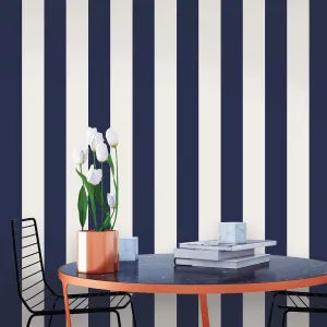 Navy Blue  Wallpaper Mini Stripe Self-Adhesive ST605