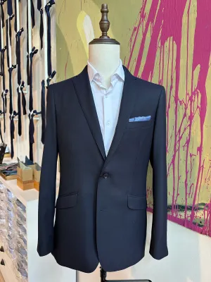 Navy Diamond Weave Premium Italian Suit Coat