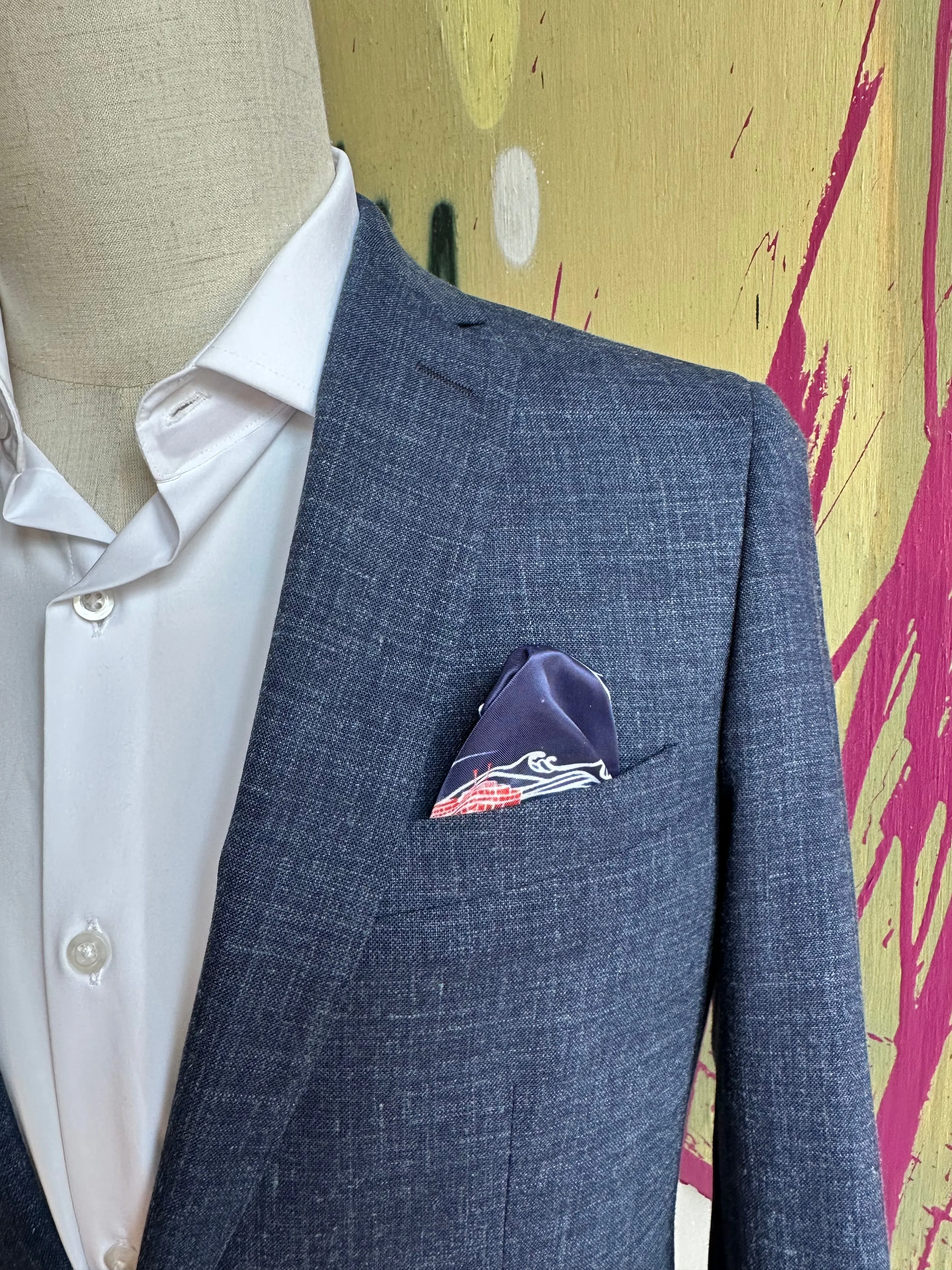 Navy Linen Blend Premium Suit Coat