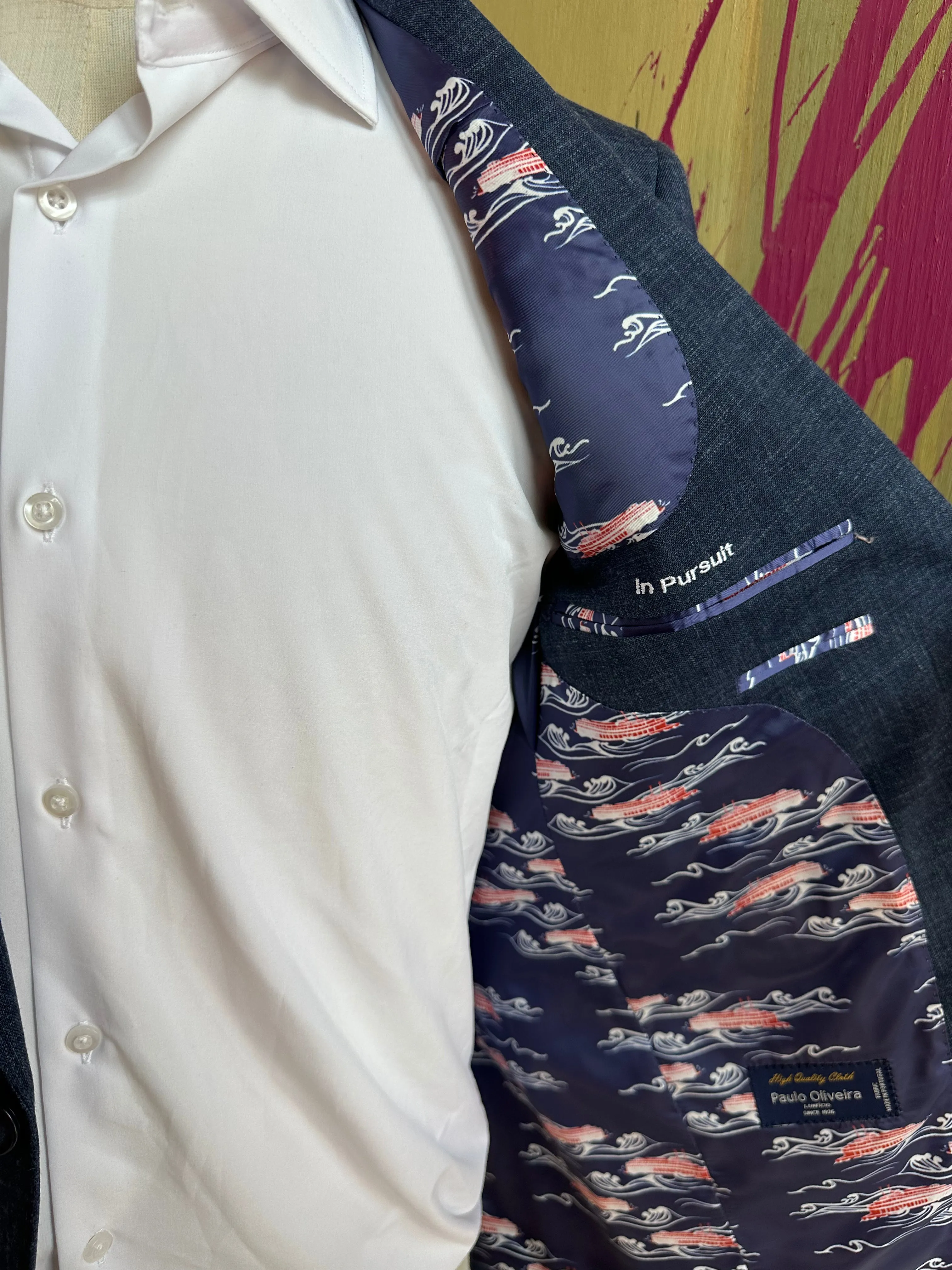 Navy Linen Blend Premium Suit Coat