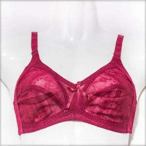 Net Non Padded Bra - Maroon - See Through Bra