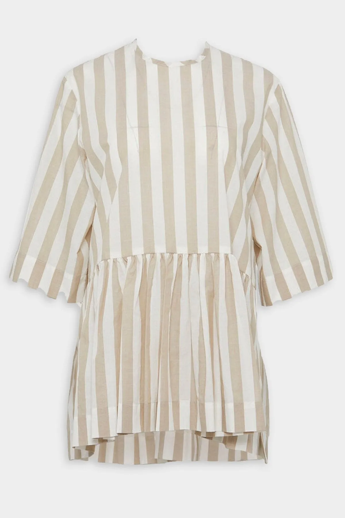 Neta Shirt in Light Brown Bold Stripes
