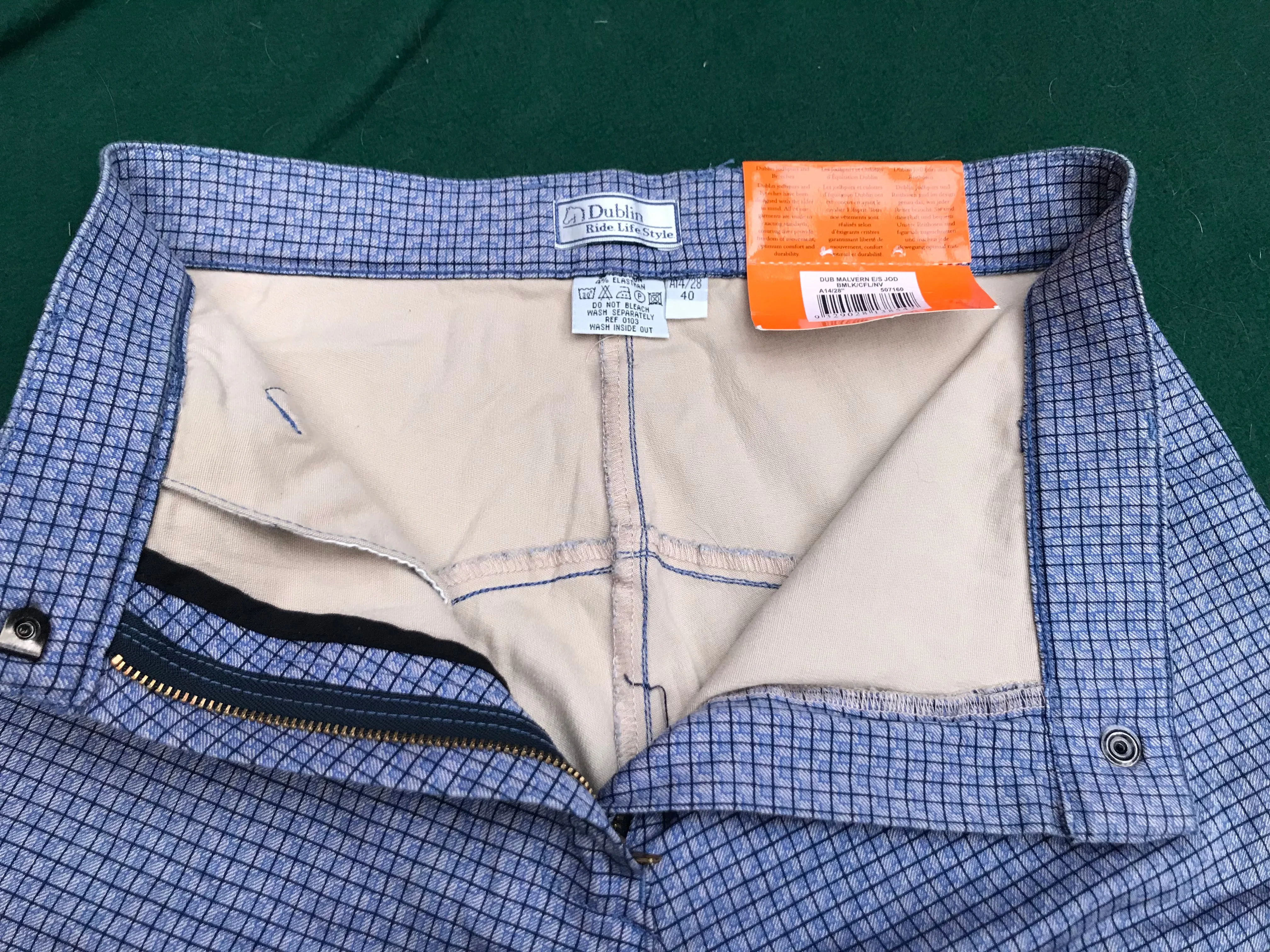 New Dublin checked jodhpurs size 14 blue checked  FREE POSTAGE