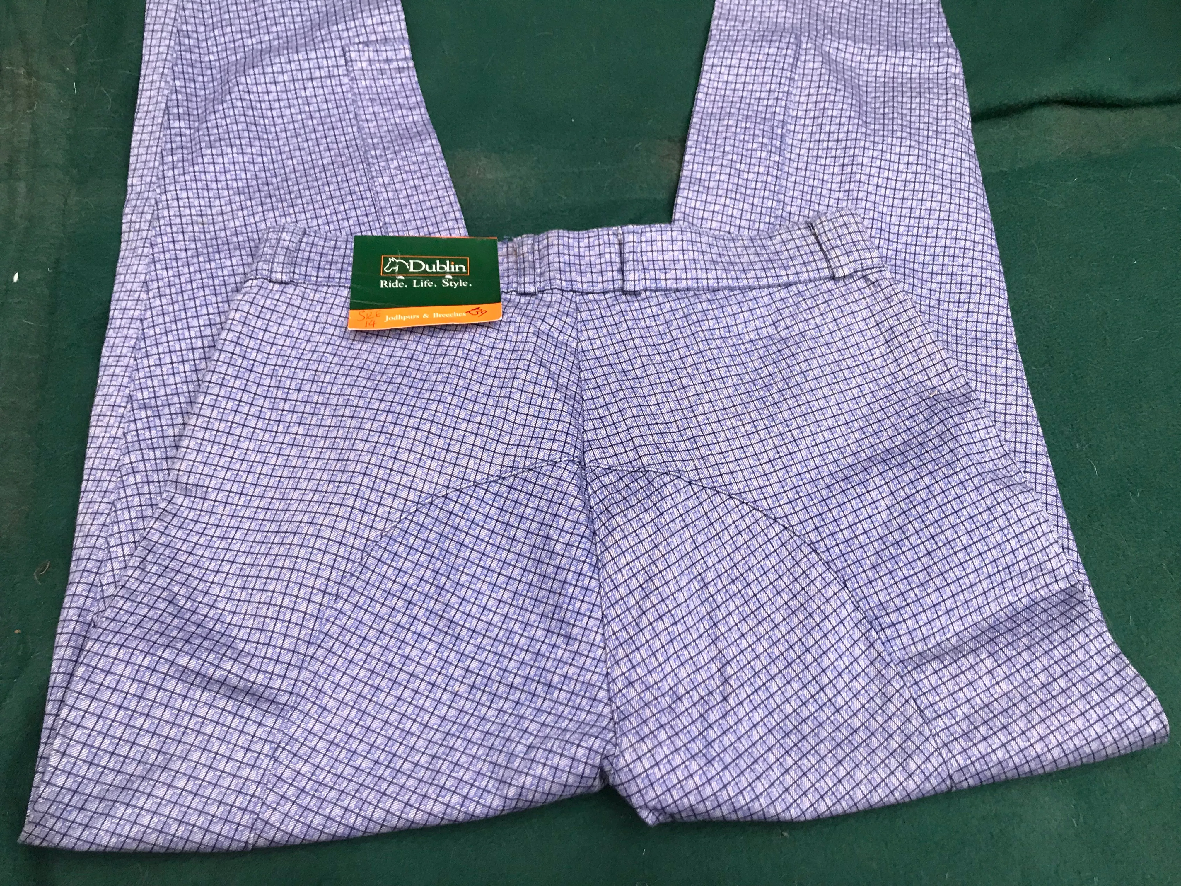 New Dublin checked jodhpurs size 14 blue checked  FREE POSTAGE