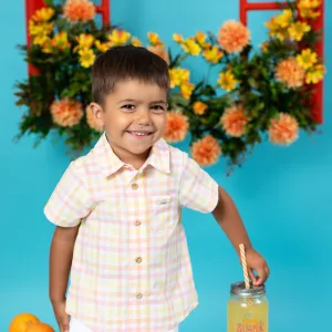 New In Foque Boys Checked Shirt & Shorts Set