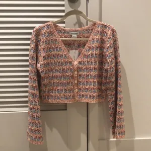 NEW Striped Button Up Crop Knit Sweater Cardigan