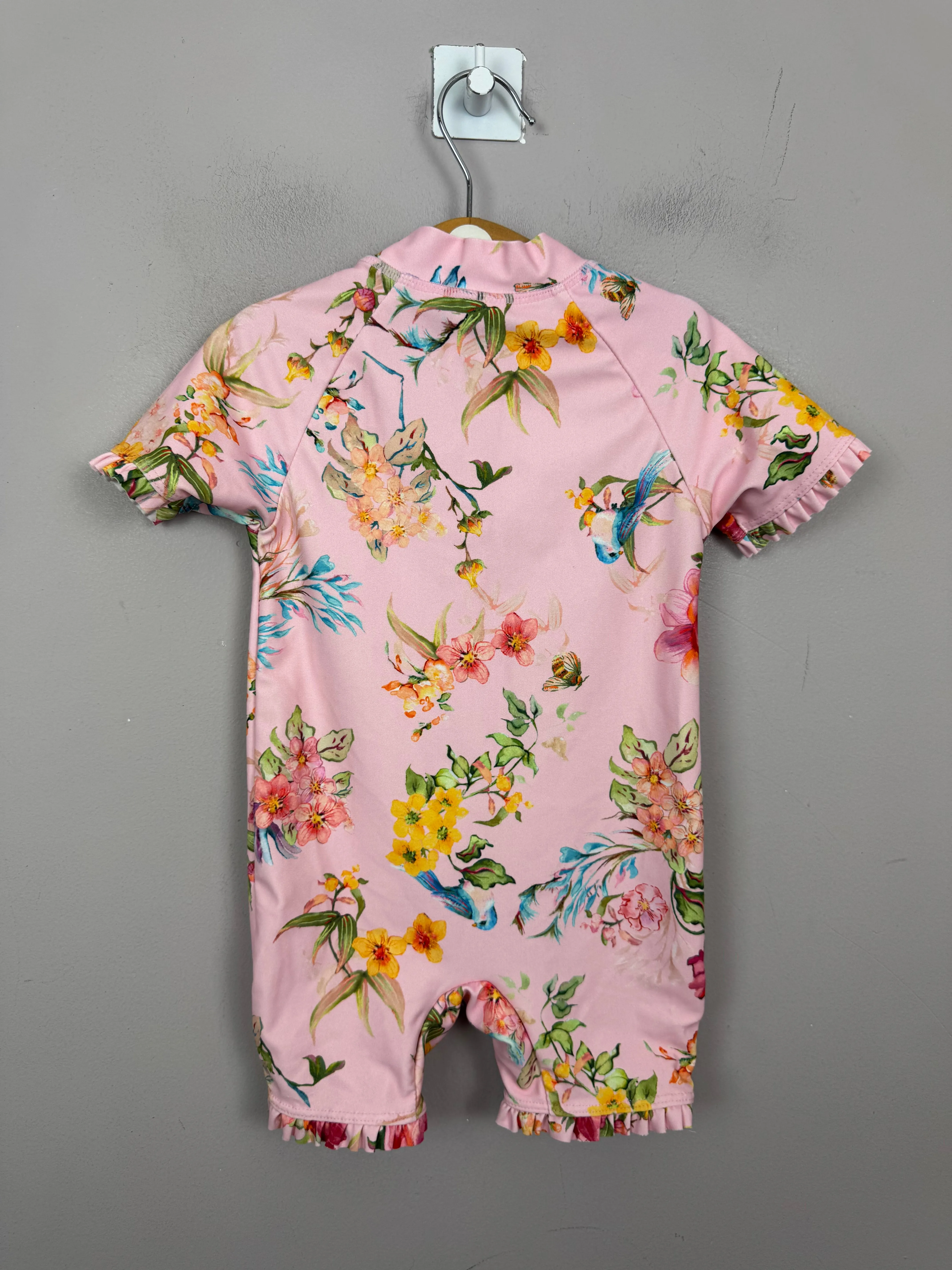 Next Pink Floral Swimsuit 9-12m