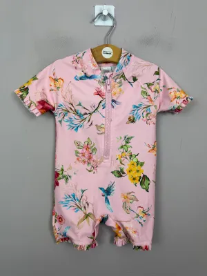 Next Pink Floral Swimsuit 9-12m