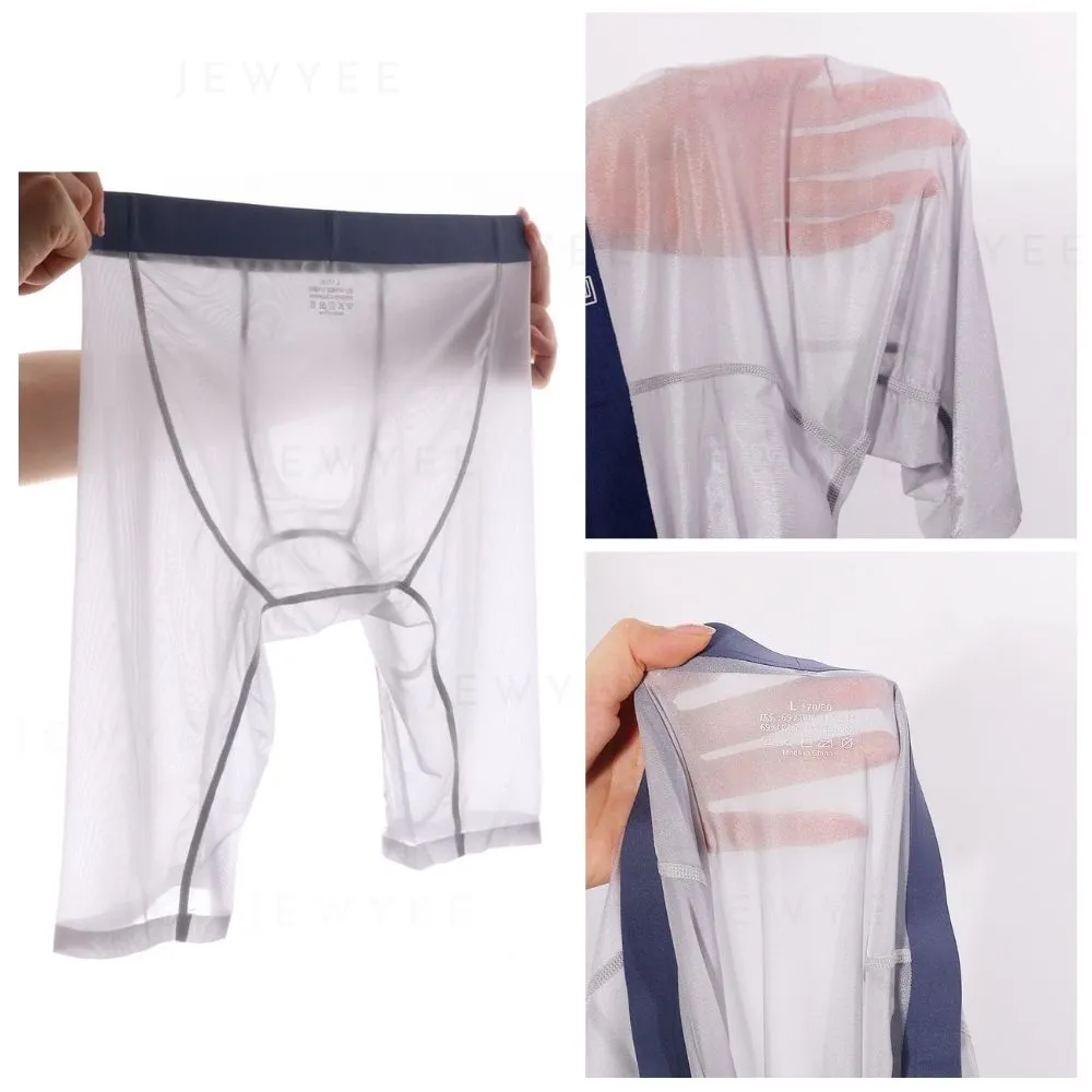 No-Chafe Pouch - Men's Ultra Thin Ice Silk Long Boxer Briefs (4-Pack) -JEWYEE AY 850