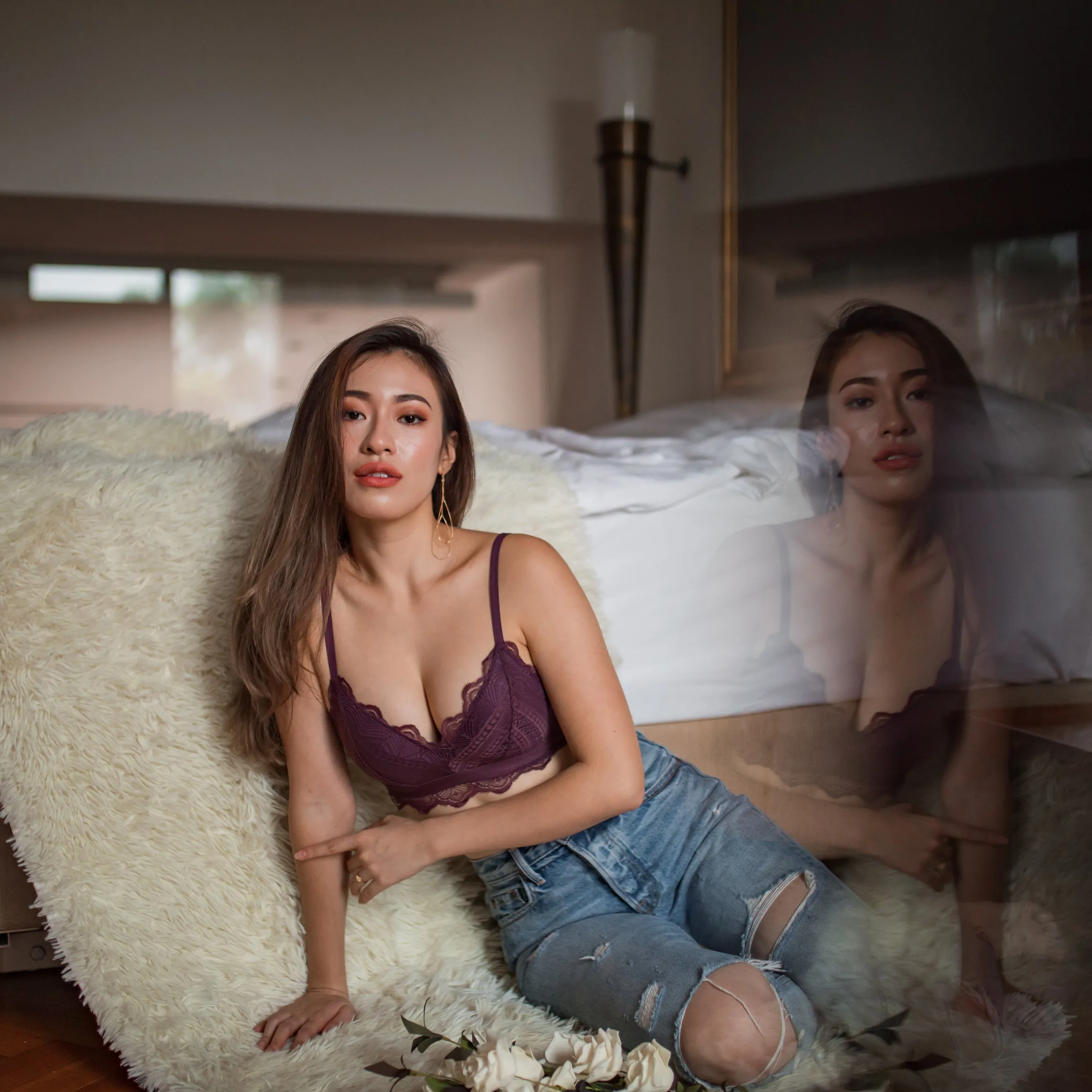 No-Wire Everyday Essential Full Lace Bra in Maroon (Size S & XL Only)