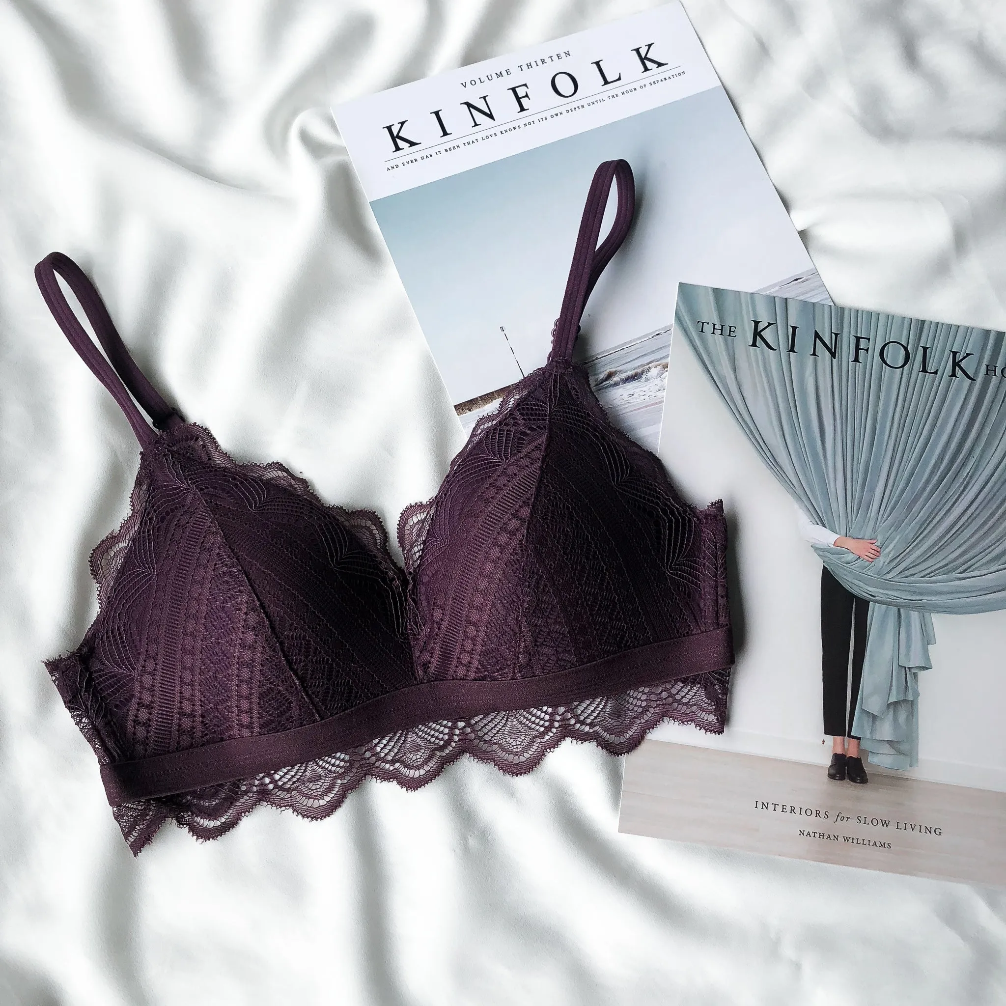 No-Wire Everyday Essential Full Lace Bra in Maroon (Size S & XL Only)