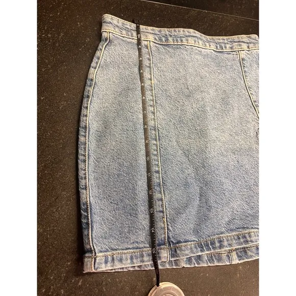 NWT Free People Midnight Magic Denim Jean Miniskirt Sz 2 In Marble Blue MSRP $68