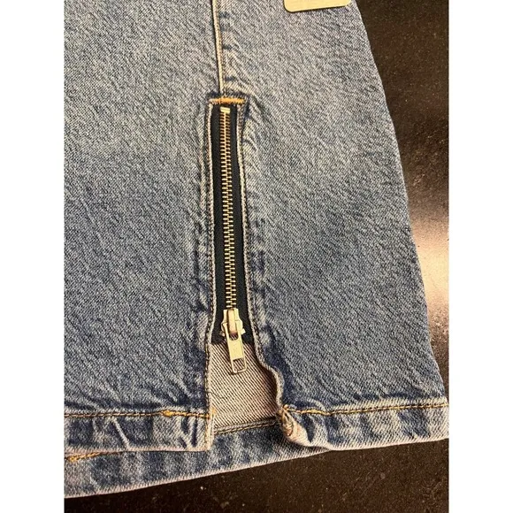 NWT Free People Midnight Magic Denim Jean Miniskirt Sz 2 In Marble Blue MSRP $68