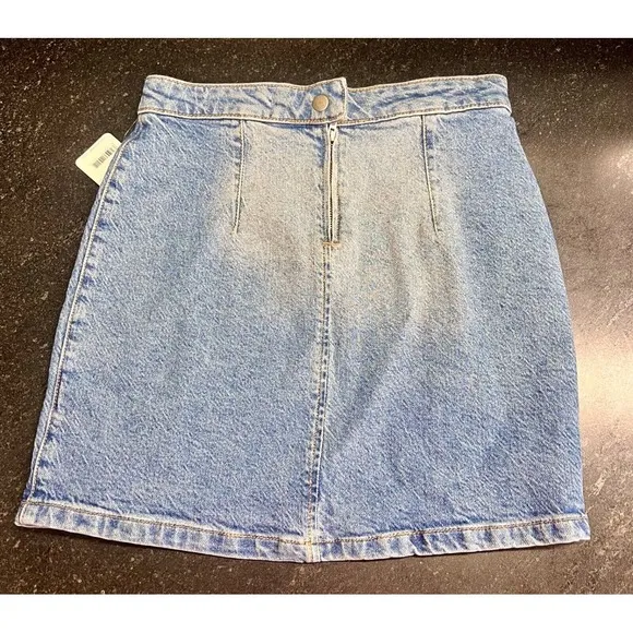 NWT Free People Midnight Magic Denim Jean Miniskirt Sz 2 In Marble Blue MSRP $68