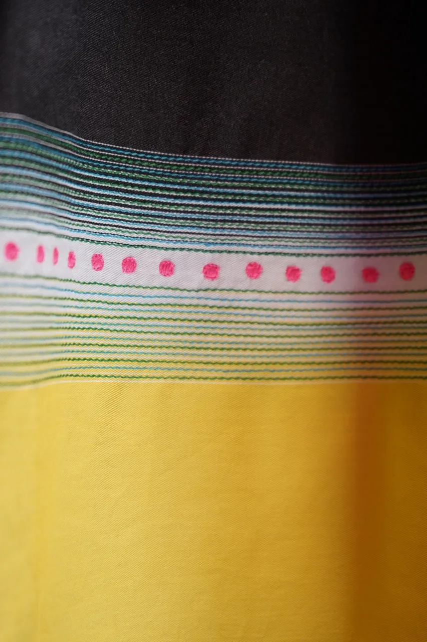 Obi-Belt Skirt with Yellow-Border Hem