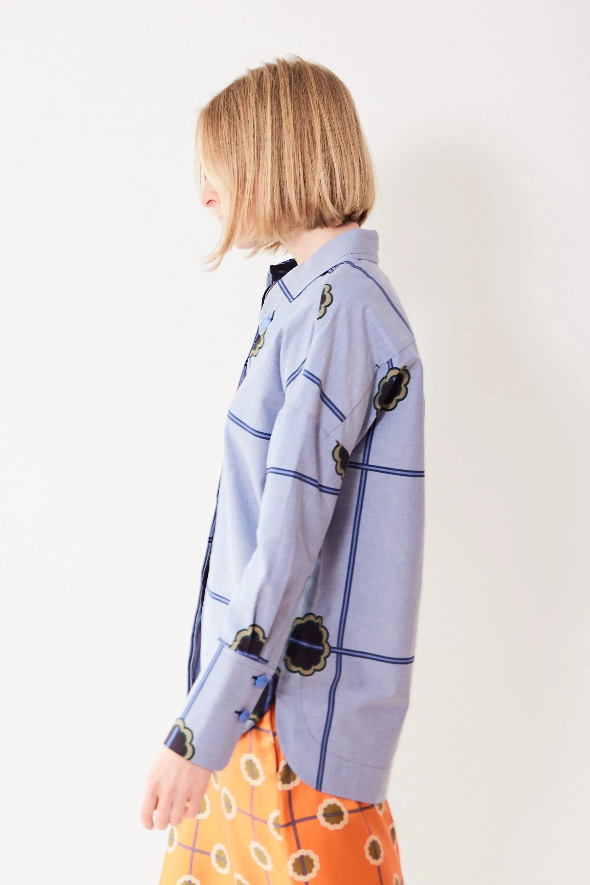 Odeeh Cotton Abstract Trellis Motif Shirt