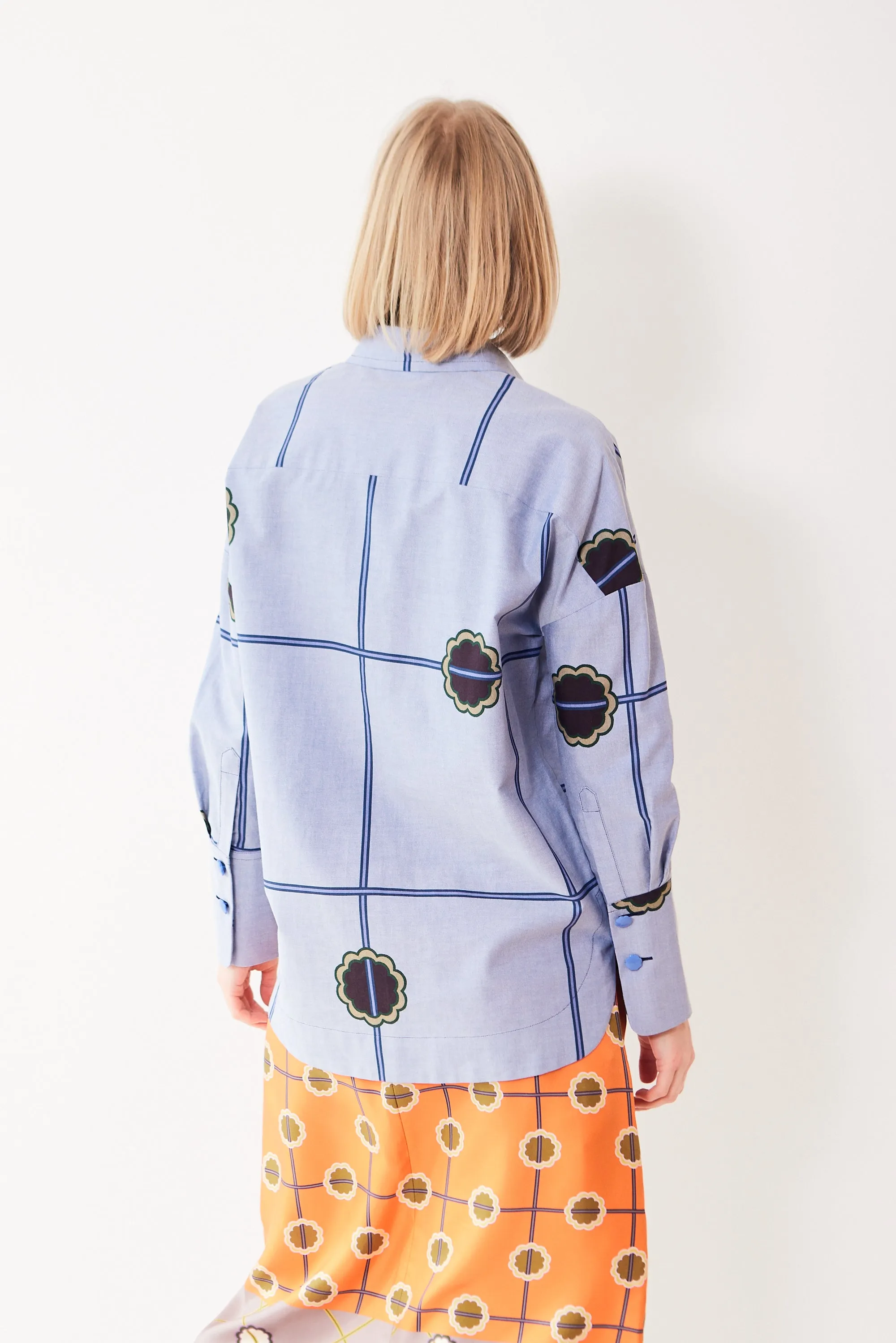 Odeeh Cotton Abstract Trellis Motif Shirt