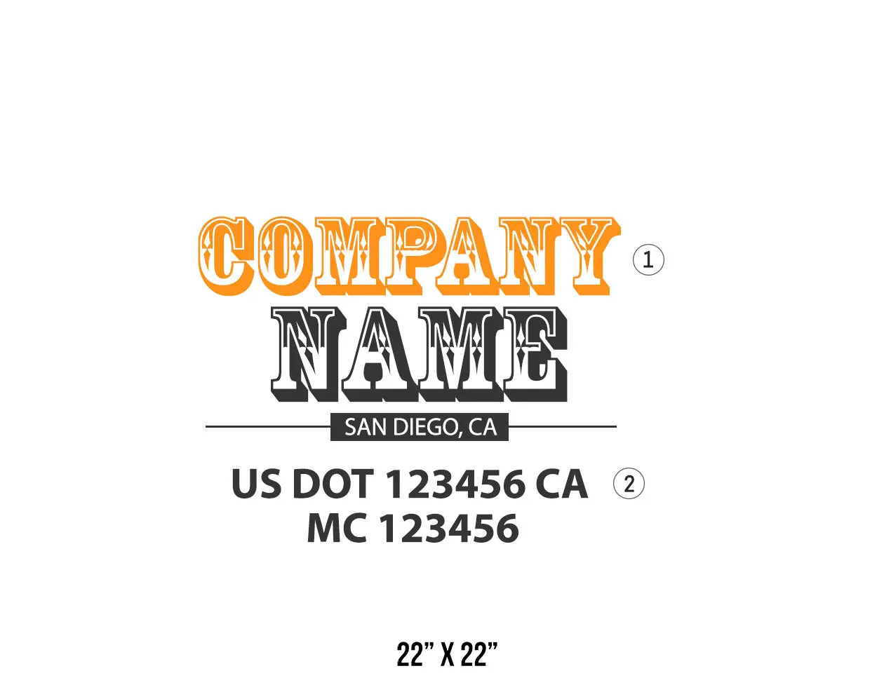 Old School Style Company Name Truck Decal USDOT, 2 Pack