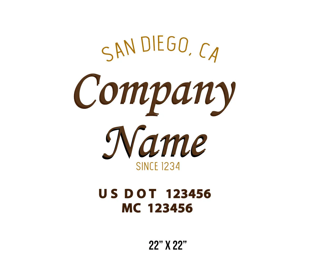 Old School Style Company Name Truck Decal USDOT, 2 Pack