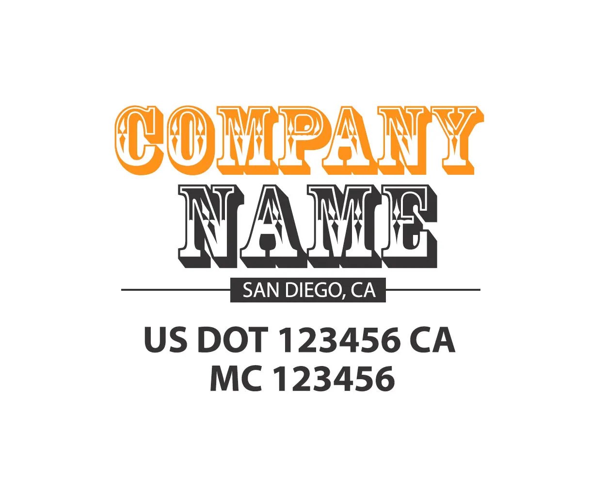 Old School Style Company Name Truck Decal USDOT, 2 Pack