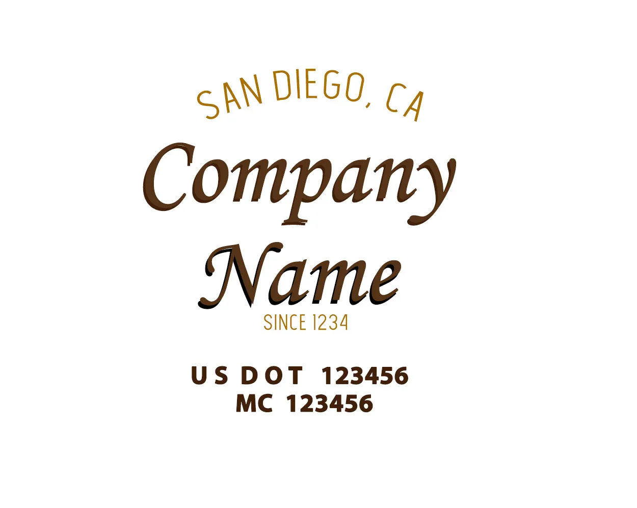 Old School Style Company Name Truck Decal USDOT, 2 Pack