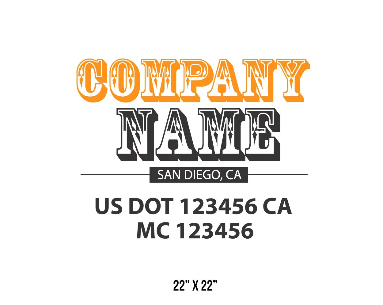Old School Style Company Name Truck Decal USDOT, 2 Pack