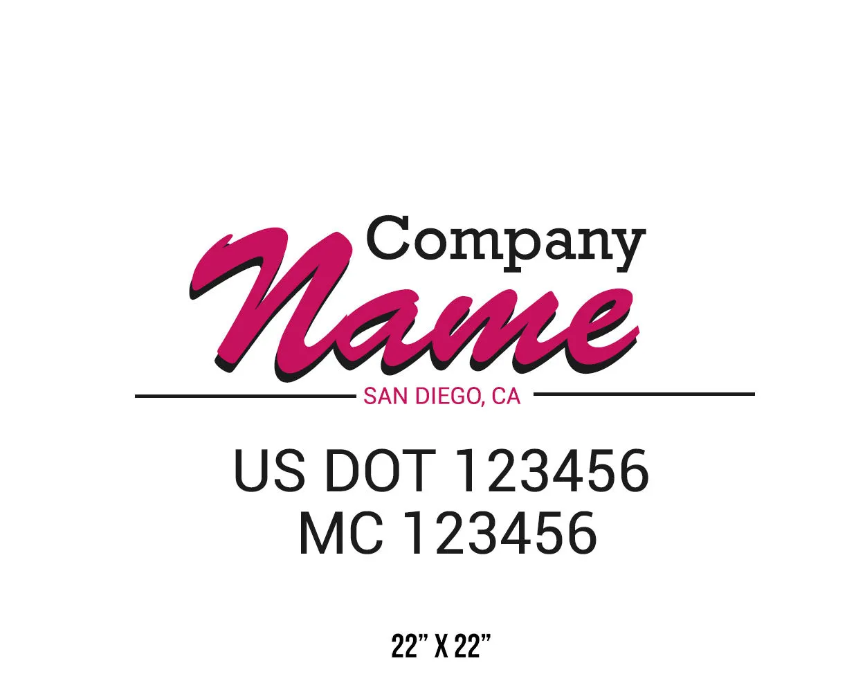 Old School Style Company Name Truck Decal USDOT, 2 Pack