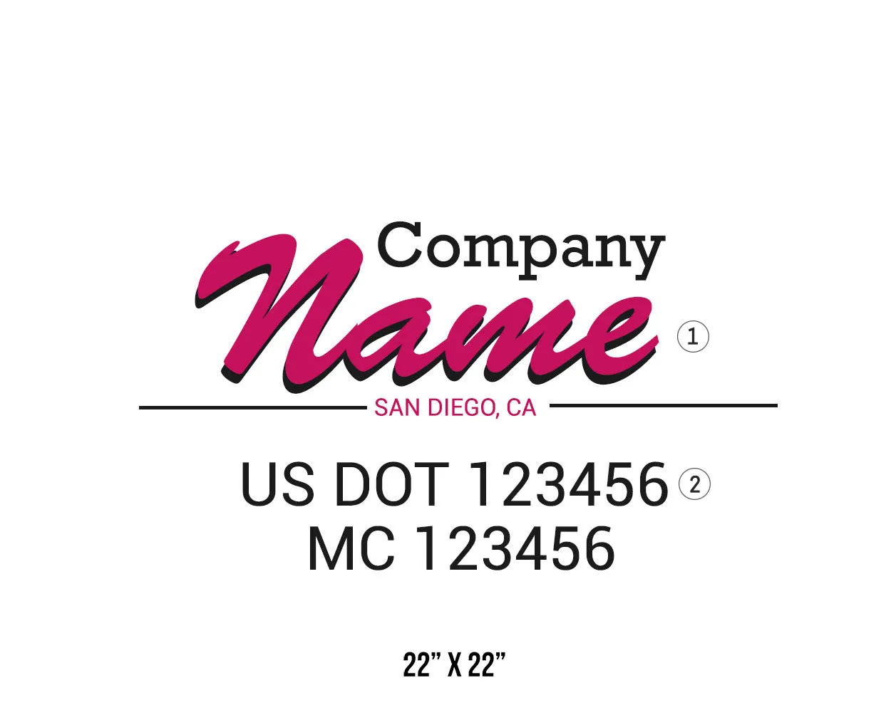 Old School Style Company Name Truck Decal USDOT, 2 Pack