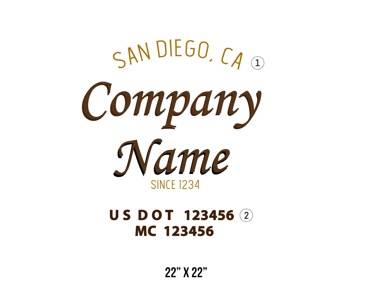 Old School Style Company Name Truck Decal USDOT, 2 Pack