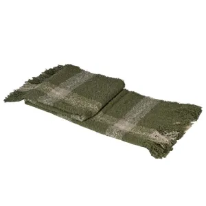 Olive Green Checked Throw