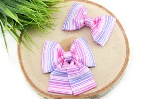 Ombre Stripe Dog Collar Bow - Pink