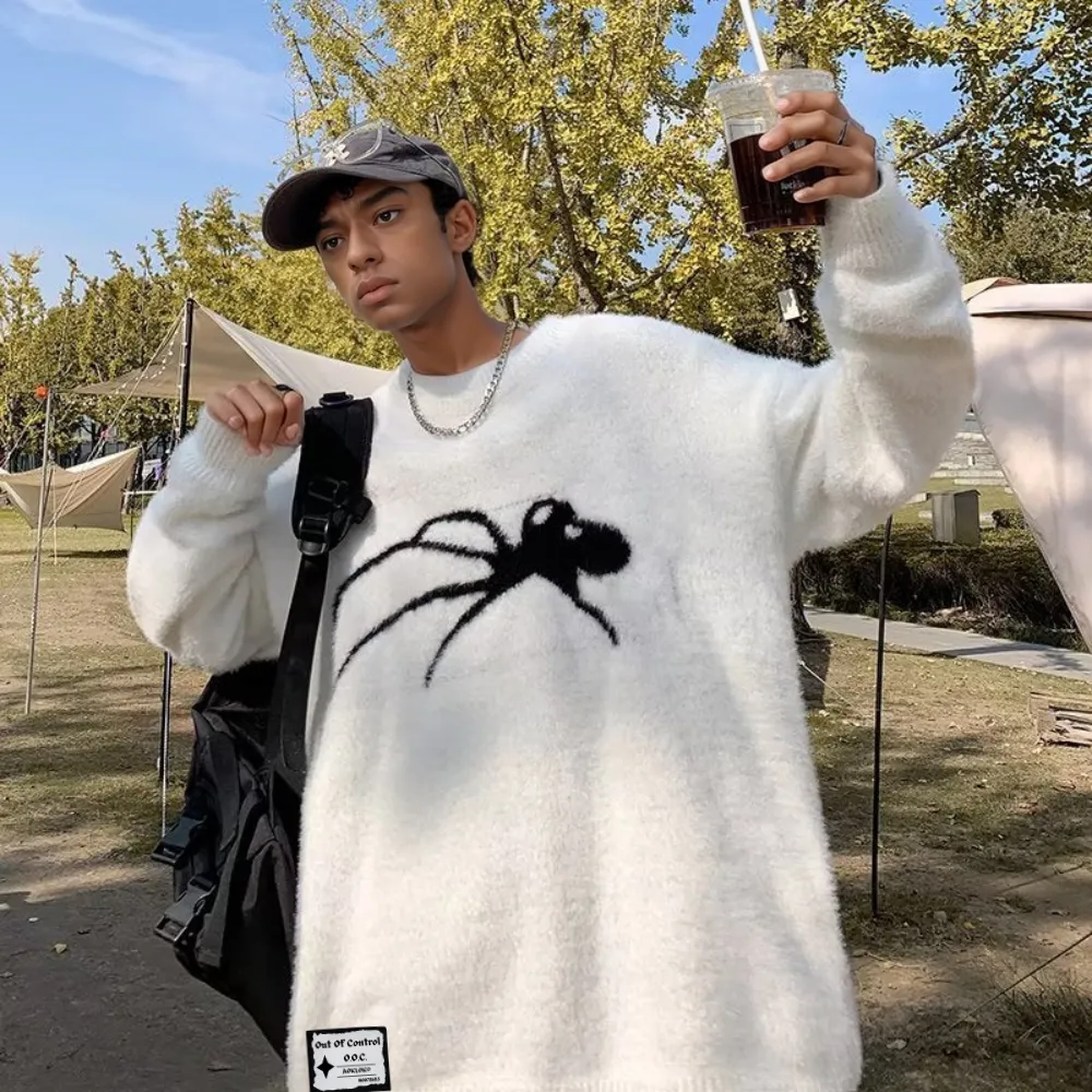 OOC' Casual Spider Pattern Sweater