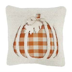 Orange Checked Pumpkin Pillow