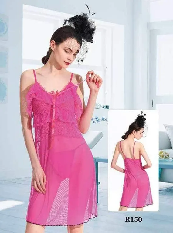 Pack Of 2 See Through Short Nighty  - Blue & Pink