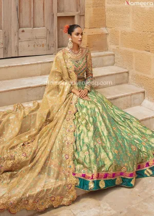 Pakistani Embellished Raw Silk Designer Lehenga #BN965