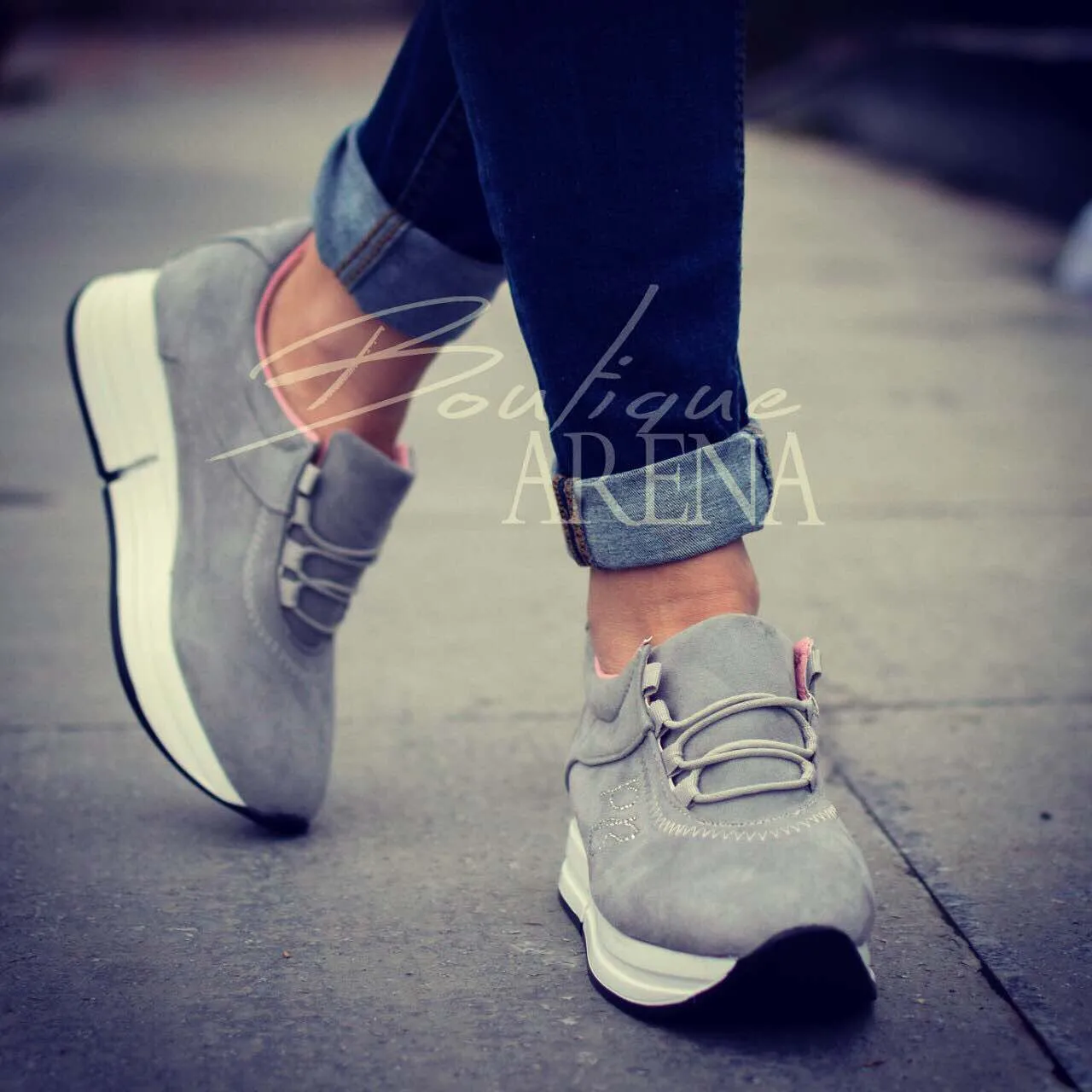 Pantofi casual dama cu sireturi Kilgo gri