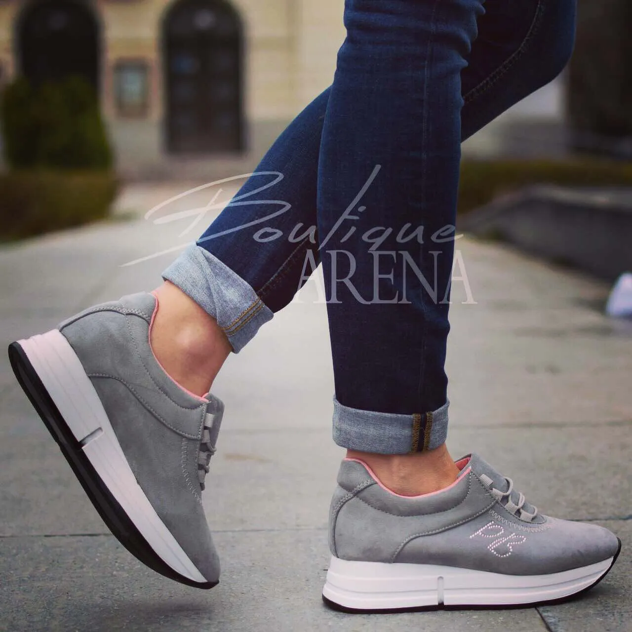 Pantofi casual dama cu sireturi Kilgo gri