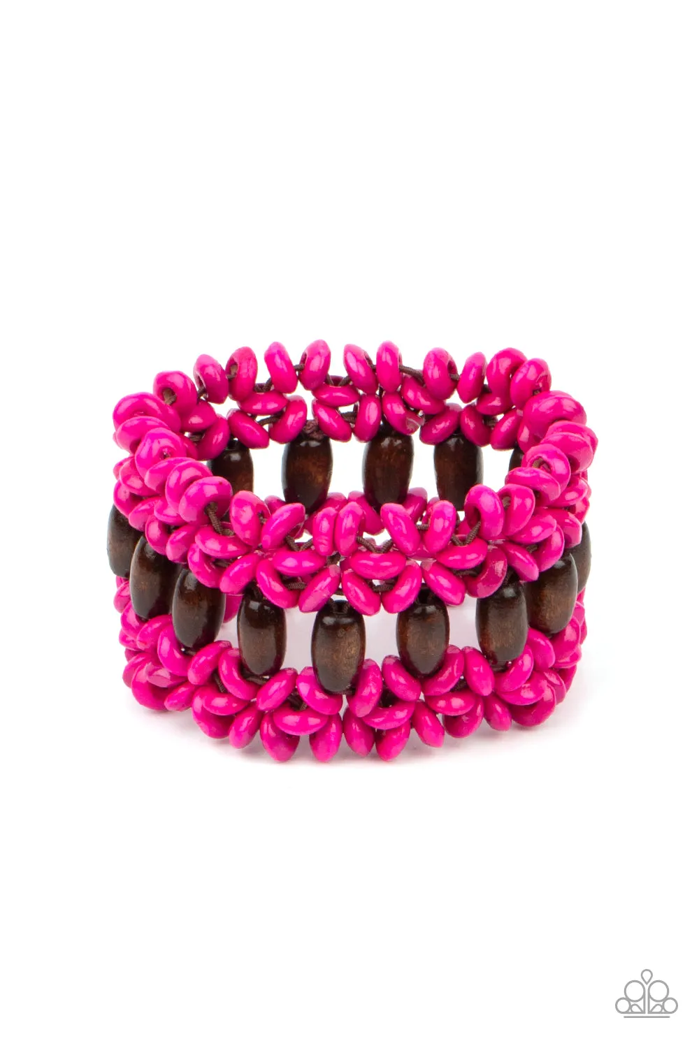 Paparazzi - Bali Beach Retreat - Pink Wood Bracelet