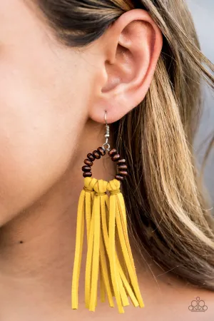 Paparazzi - Easy To PerSUEDE - Yellow Earrings