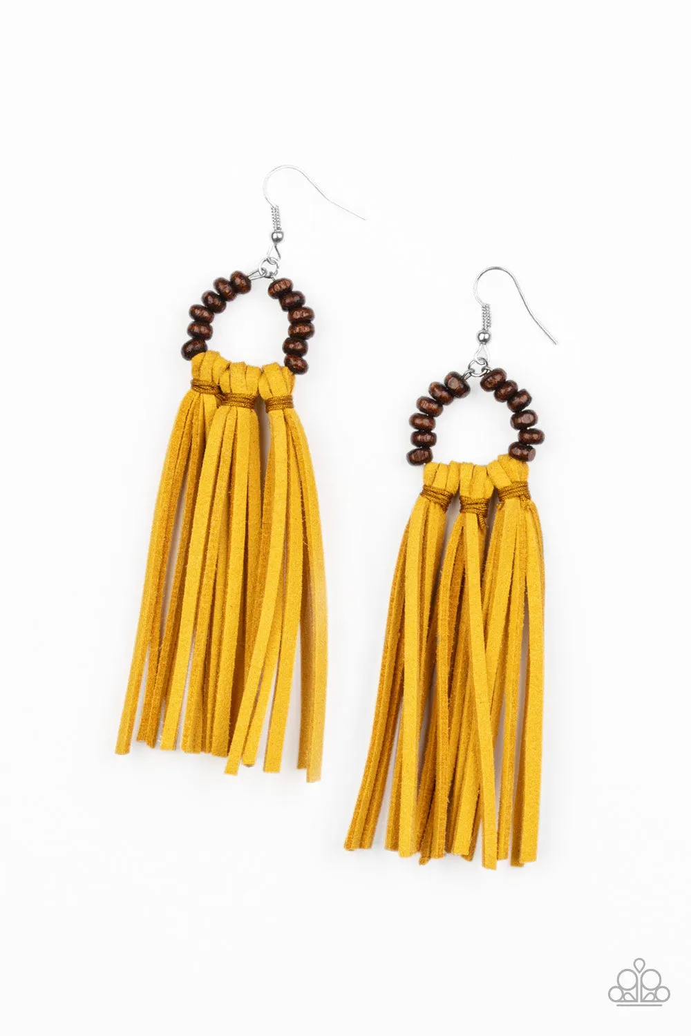 Paparazzi - Easy To PerSUEDE - Yellow Earrings