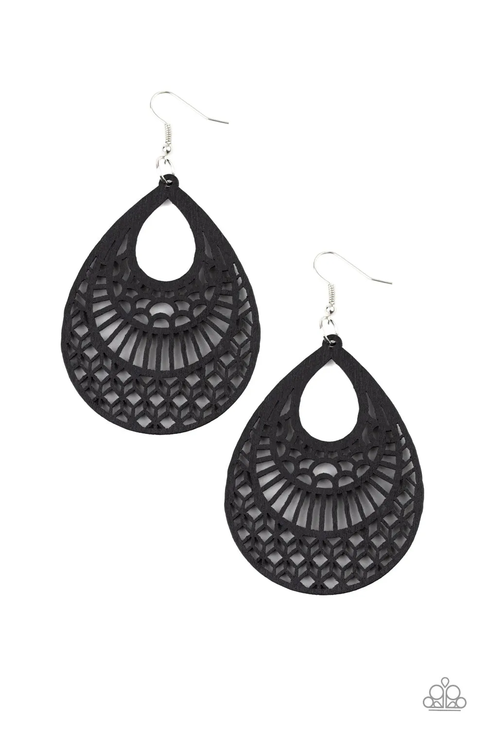Paparazzi - Shoulda Coulda WOODa - Black Earrings