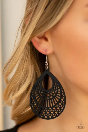 Paparazzi - Shoulda Coulda WOODa - Black Earrings