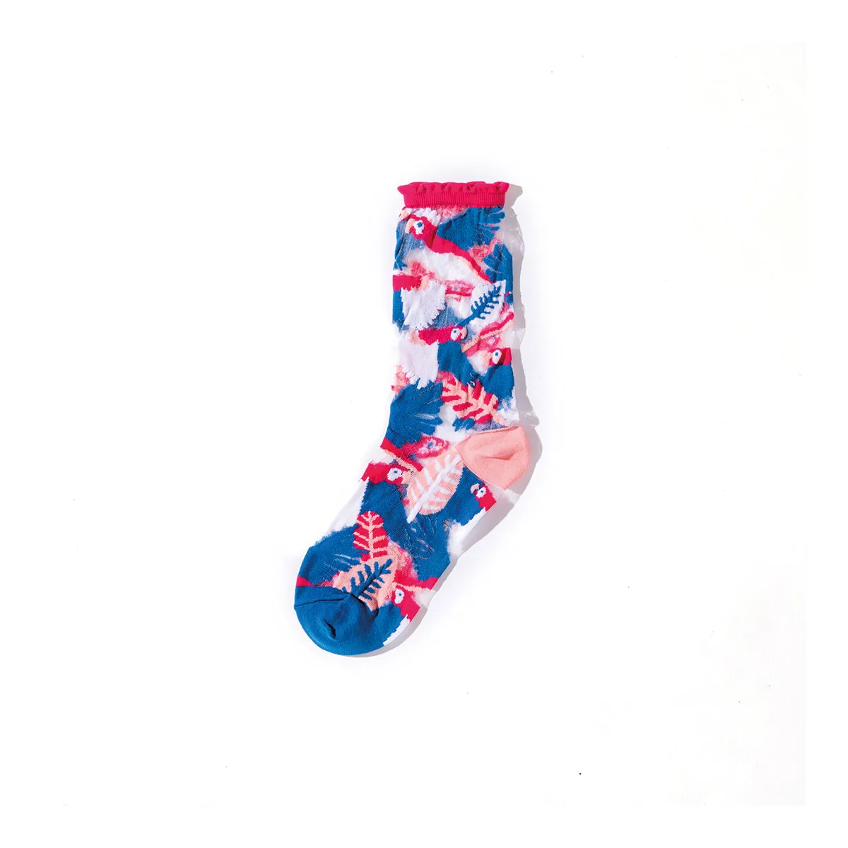 Parrot Sheer Socks – Pink Cuff