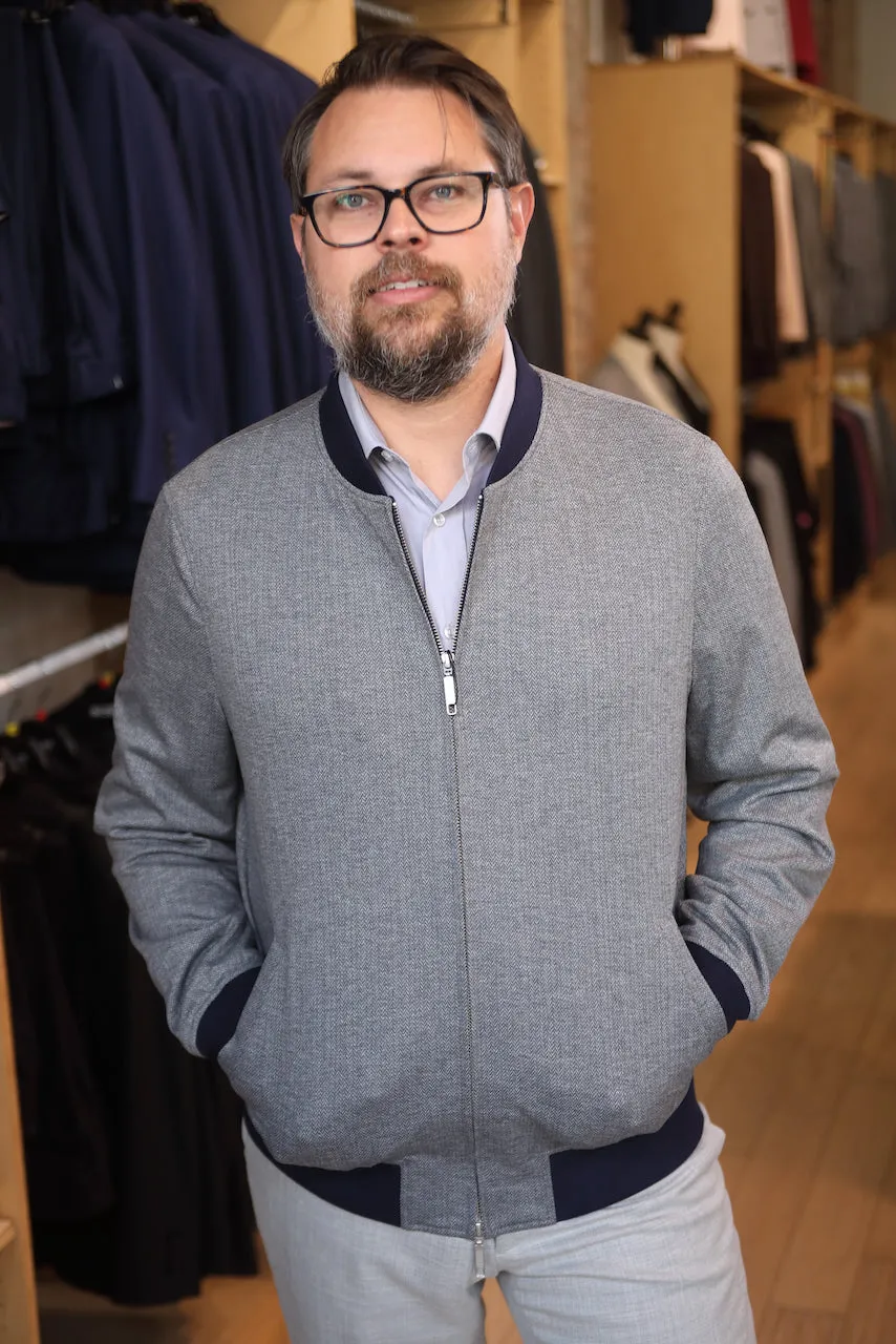Pelotonia Gray Herringbone Premium Bomber Jacket