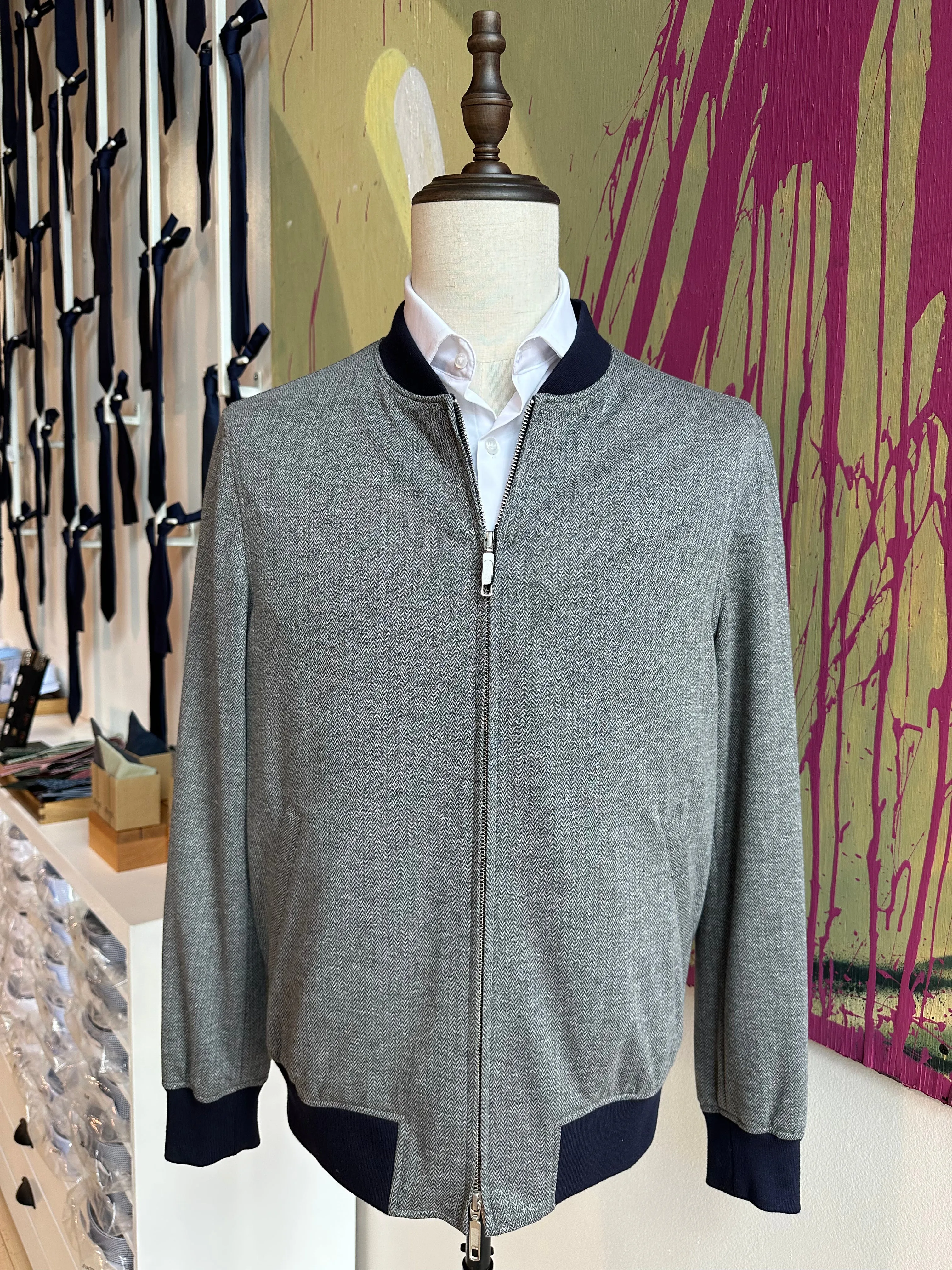 Pelotonia Gray Herringbone Premium Bomber Jacket
