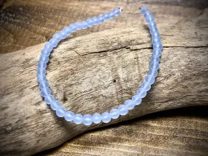 Periwinkle 4mm Round Designer Sea Glass Bead Strand