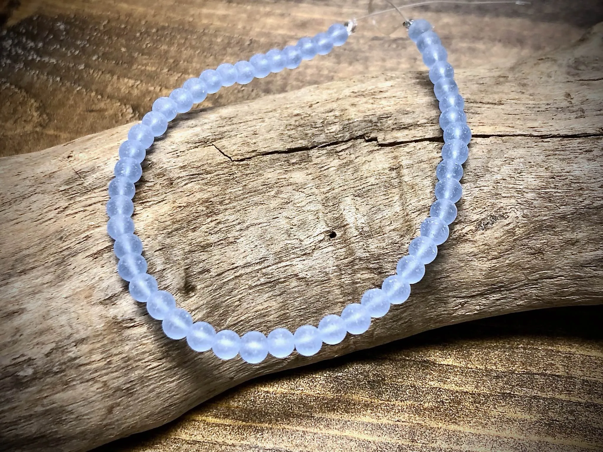 Periwinkle 4mm Round Designer Sea Glass Bead Strand