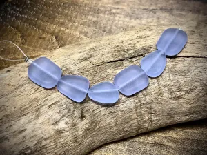 Periwinkle Small Flat Freeform Designer Sea Glass Bead Strand